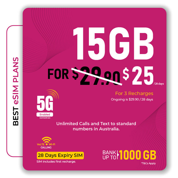 DTel 15GB Prepaid eSIM Australia Plan